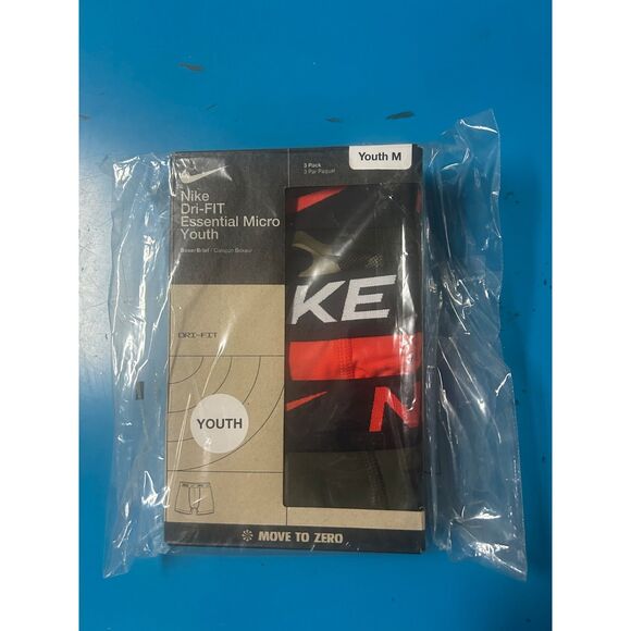 Nike Dri-FIT Essential Micro Youth Boxer Briefs 3-Pack Black Red Youth M - Picture 1 of 2